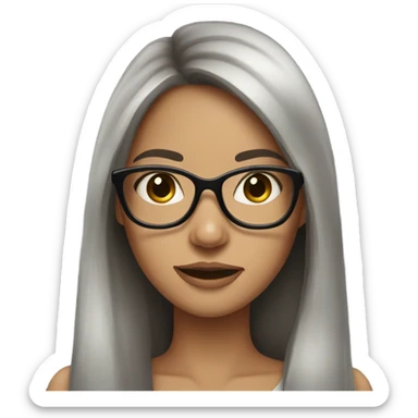 Beautiful girl very long dark brown hair and glasses  sticker