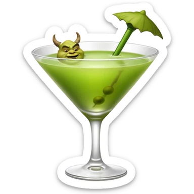 a green martini with ogre ears. shrek  sticker