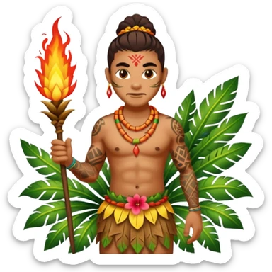 hawaiian fire dancer with tattoos sticker