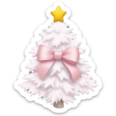 Cute light pink bow sitting on top of a white Christmas tree sticker