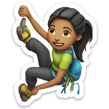 Girl with ponytail climbing rock wall sticker