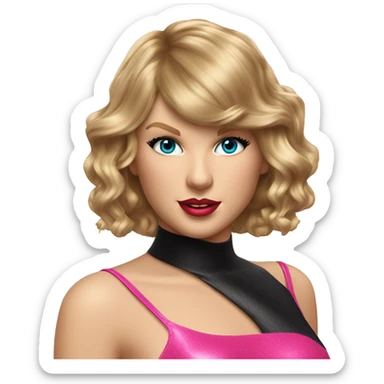 Taylor swift body suit brillante Rosa con el pelo liso sticker