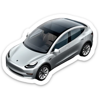 A Tesla Model Y parallel parking in front of a store, from above sticker