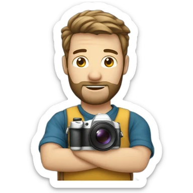 A white guy that is a profesional photographer of sailboats do it with the camera in front of his face ready to make a shot sticker