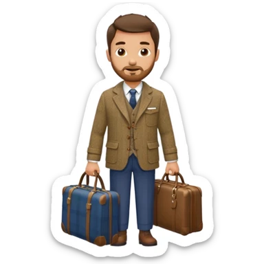 SCOTTISH MAN WITH STUBBLE TRAVELLING WITH SUITCASE AND BAGS sticker