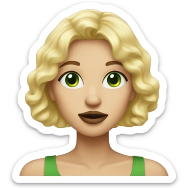 Blonde woman with green eyes sending kisses sticker