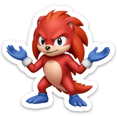 Sonic the hedgehogs friend knuckles a red animal with peach arms and white gloves sticker