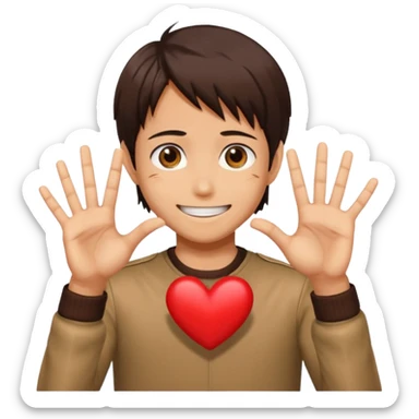 Eren Yeager making a heart sign sticker