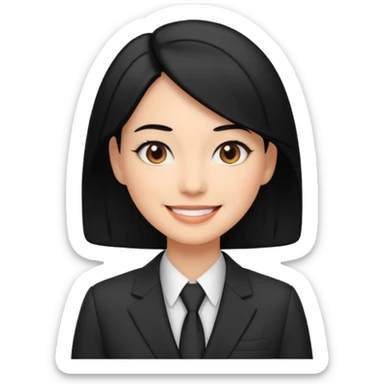female boss in suit, black hair sticker