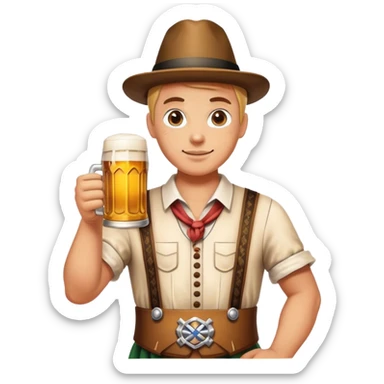 Cinematic Realistic Oktoberfest Pop Culture Emoji, depicting a vibrant celebration with beer, music, and traditional costumes rendered with dynamic textures and festive lighting. sticker