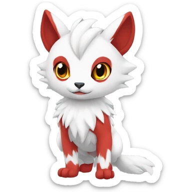 Cute cool white red animal hybrid Fakemon full body sticker