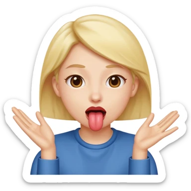 Tongue out with hands to side of face sticker