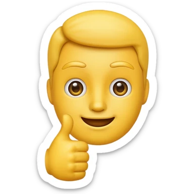 Make a ￼ straight face emoji holding thumbs up￼ sticker