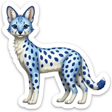 Cobalt-blue, spotted, white-bellied, exotic Serval-sergal-Trico-fusion-animal-hybrid sticker