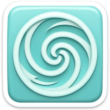 a Tiny compressed Stylized light-turquoise whirlwind symbol inside a pastel white square icon, light turquoise borders sticker