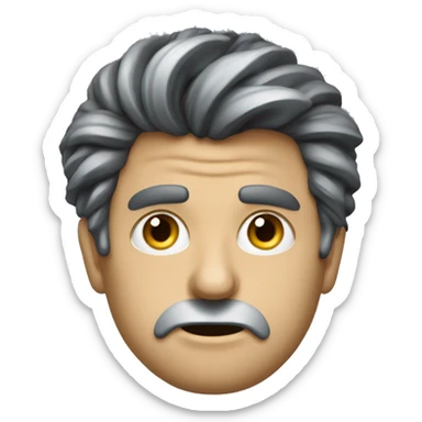 An emoji of a figure resembling the Argentine president Javier Milei, with wild, tousled hair and wearing a suit. The expression is intense, with wide-open eyes and a passionate, determined look.  sticker
