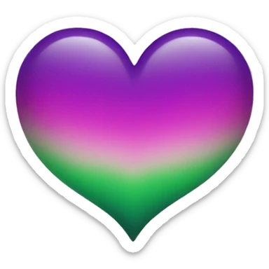 Green purple magenta ombré heart  sticker