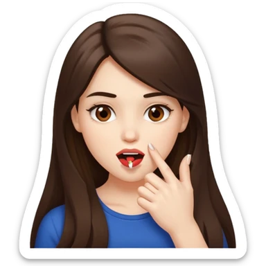 Une fille brune et blanche qui se mord un ongle comme si elle draguait qqn sticker