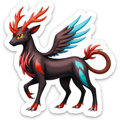 Darkrai-Xerneas-Yveltal-Houndoom-Meloetta-Fakémon-creature-hybrid-fusion, full body sticker
