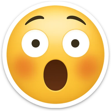Create a shocked emoji in classic apple emoji style with no background, variant 1. The emoji should express surprise with wide eyes and open mouth, consistent with the classic emoji look. sticker