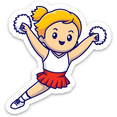 cheerleader cheering with pompoms to the left sticker