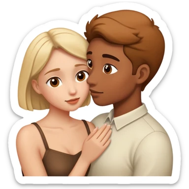 Two people sharing a secret, intimate moment of trust sticker