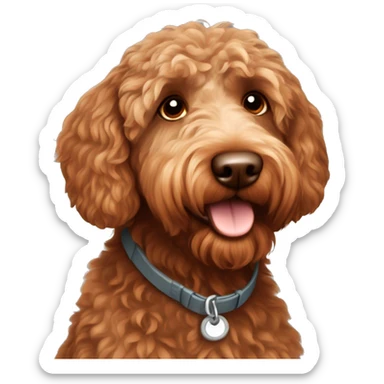 reddish brown australian labradoodle with buzz cut haircut  sticker
