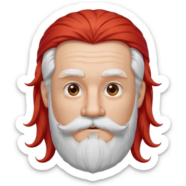 very white bearded and white mustached, red long haired, wearing ear accessories sticker