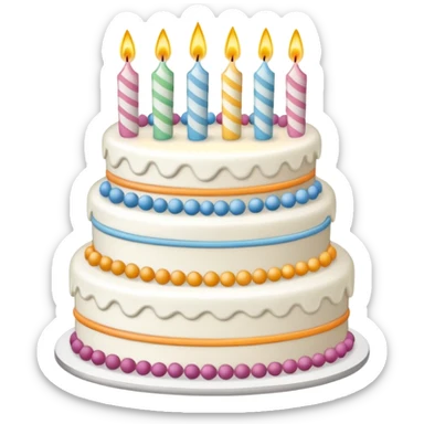 un gateau d'anniversaire dessiner au trait de couleur blanc sticker