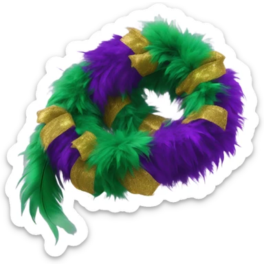 Realistic isolated mardi gras color feather boa. sticker