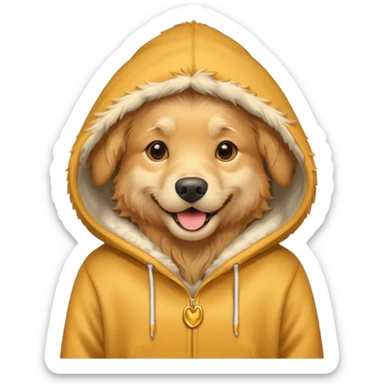 Golden retriever wearing a hoodie sticker
