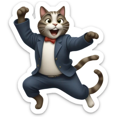 Cat dancing, silly style sticker