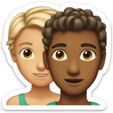 Fair skin boy and lightly tanned girl sticker
