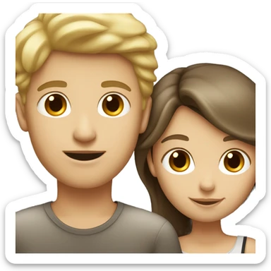 brown haired white boy with a blonde haired girl couple sticker