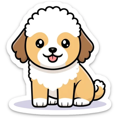 1 Shitzu black with white mouth and 1 mini poodle light brown sticker