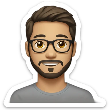 young vietnamese guy brown hair with parting mid long in the middle turtletoise glasses and a beard and light brown skin with beard sticker