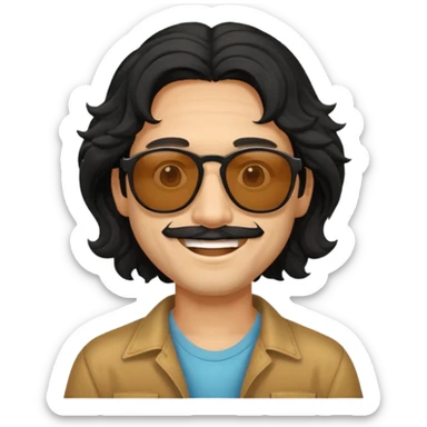 man in hippies type, wearing sunglasses, black wavy hair sticker