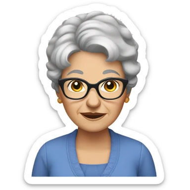 grandma, grey short hair, glasses, blue eyes sticker