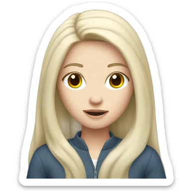 Pale girl with long black hair wearing driving  sticker