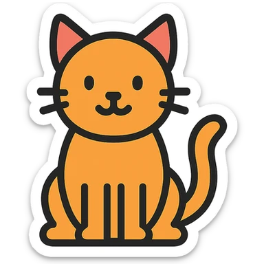 A cat in the style of a lineal color icon with black outlines sticker