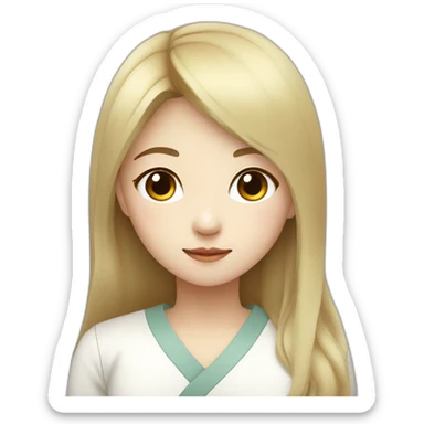 korean blond woman medium hair straight korean clothes sticker