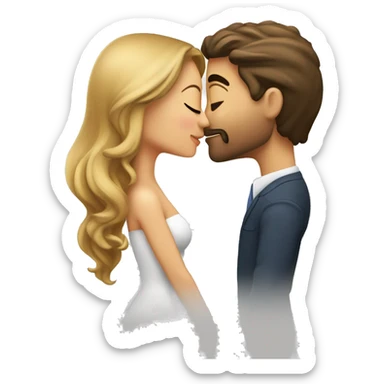 beso pareja mujer blanca pelo lacio y hombre moreno pelo crespo  sticker