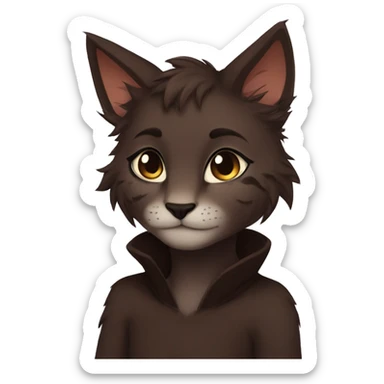Anthro Shy Cute Cool Edgy Pretty Dark Brown Furry Feline Animal Anthro Sona sticker