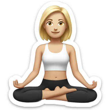 one white woman sitting in yoga pose sticker