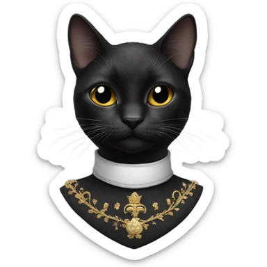 Black kitty with white patch on front of neck with them of royalty sticker