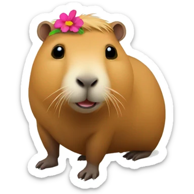 capybara with flower sticker