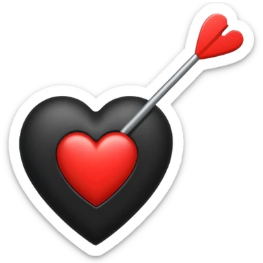 Corazón negro con una flecha,q sea todo negro el corazón y la fecha color roja nada más. sticker