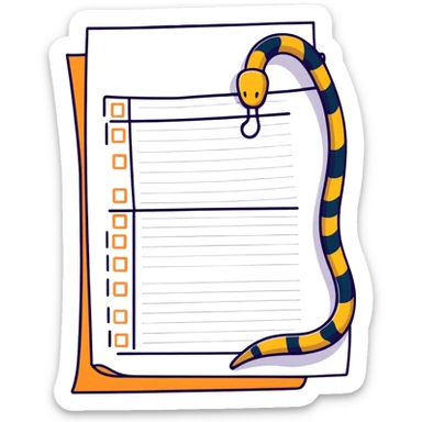 long curling to-do list paper looping up and down like a snake with tiny checkboxes fading into distance sticker
