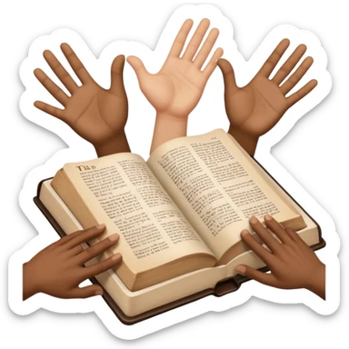 bible with different skin coloured hands on it shoing anti racism sticker