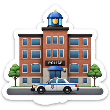 police department building with police cars near sticker